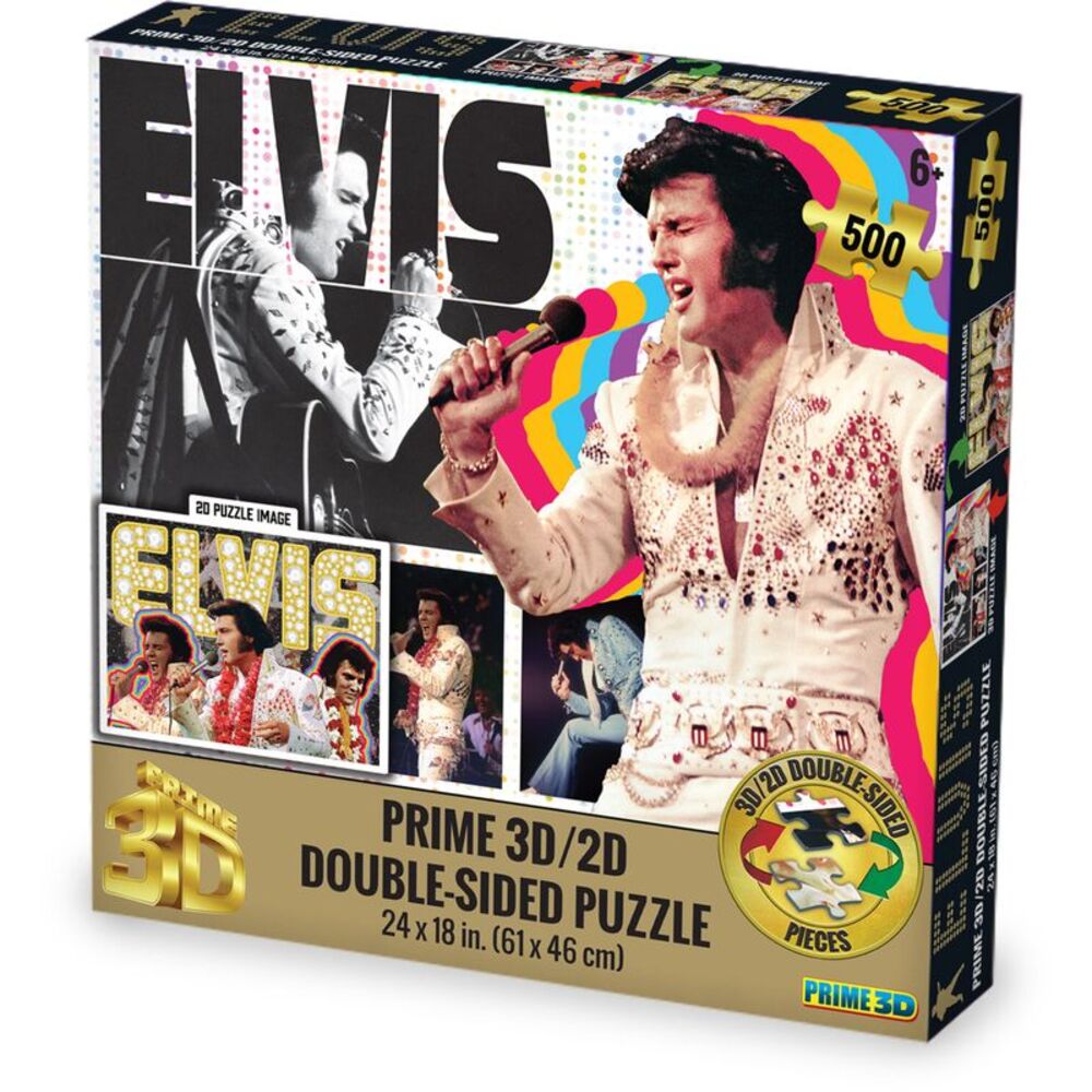 Elvis Presley contains 500pc 24x18 in 3D/2D Double-Sided Puzzle  COLLECTIBLES
